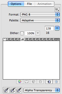 Опции для экспорта PNG в Fireworks