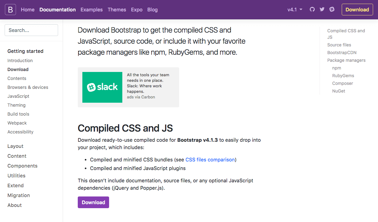 Bootstrapの公式サイト