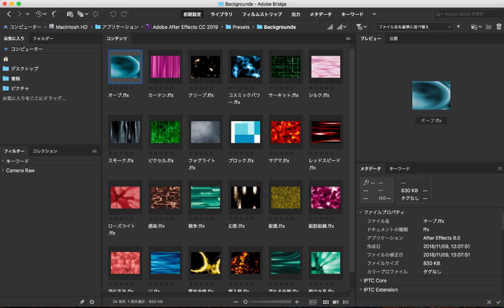 Bridgeでプレビュー