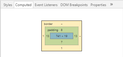 Визуальное представление размера элемента во вкладке с вычисленными значениями