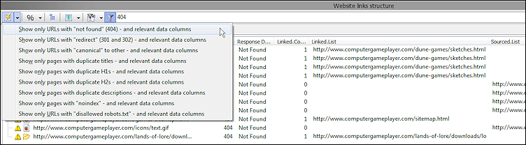 website data export xml csv