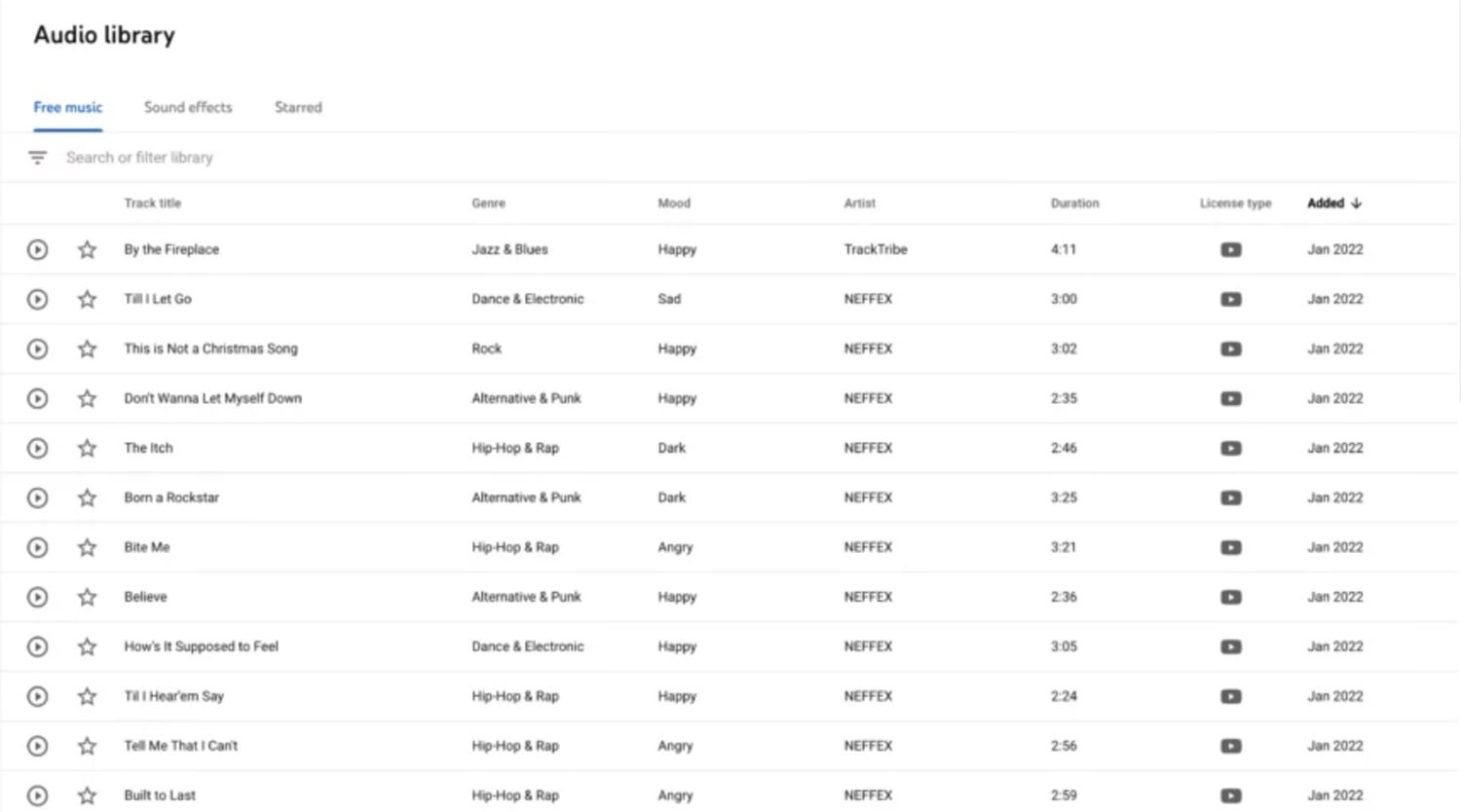 YouTube Audio Library