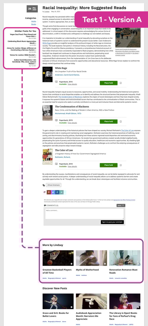 Screenshot of a BiblioWeb blog post with Similar Posts on the left and More by the Author at the bottom.