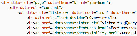 jQuery Mobile HTML Snippet