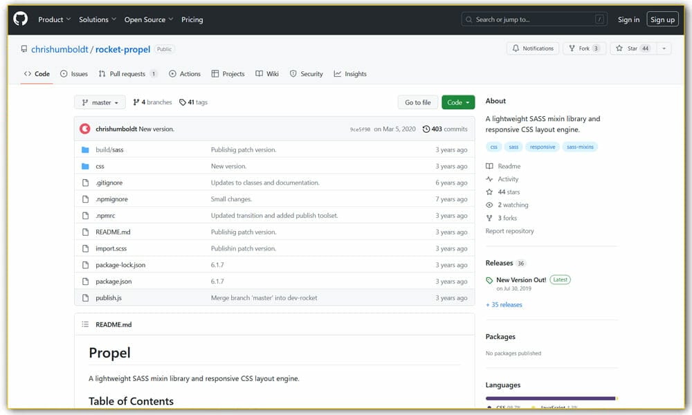 65+ SASS Mixins Library 23 Rocket Propel