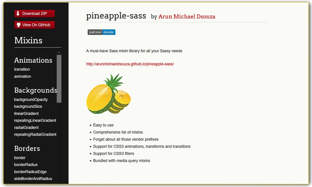 65+ SASS Mixins Library 17 pineapple-sass