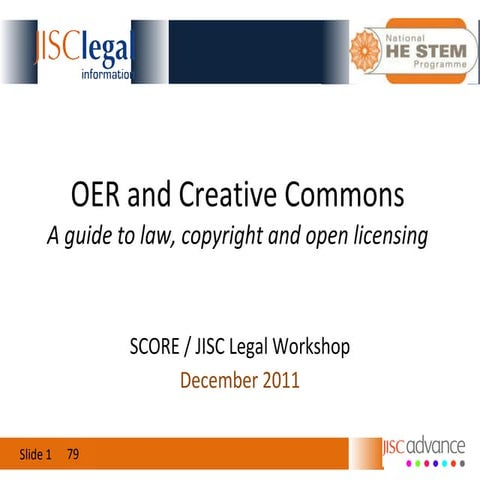 JISC Legal National Stem Programme OER & Creative Commons Workshop York