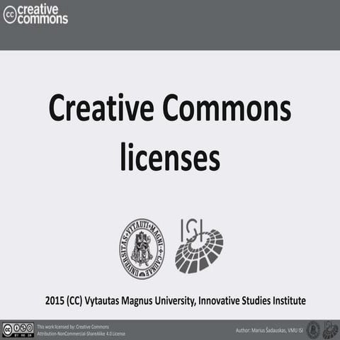 CreativeCommons licenses types and licensing