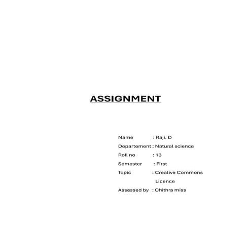 creative commons licence,  Assignment topic