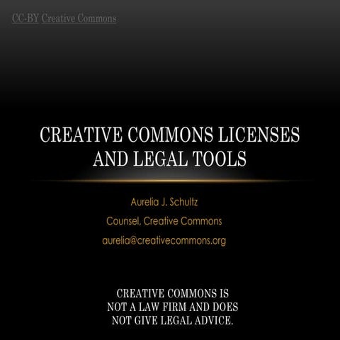 Creative commons licenses and legal tools
