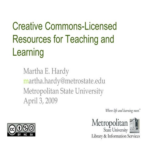 Creative Commons-Licensed Resources for Teaching and Learning