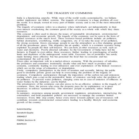 The tragedy of commons