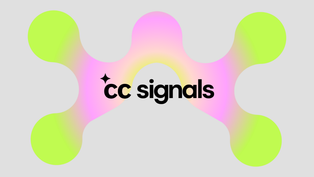 Pink and yellow orb shape with black 'CC Signals' title