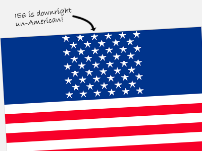 The American flag in Internet Explorer 6 without the width rule.