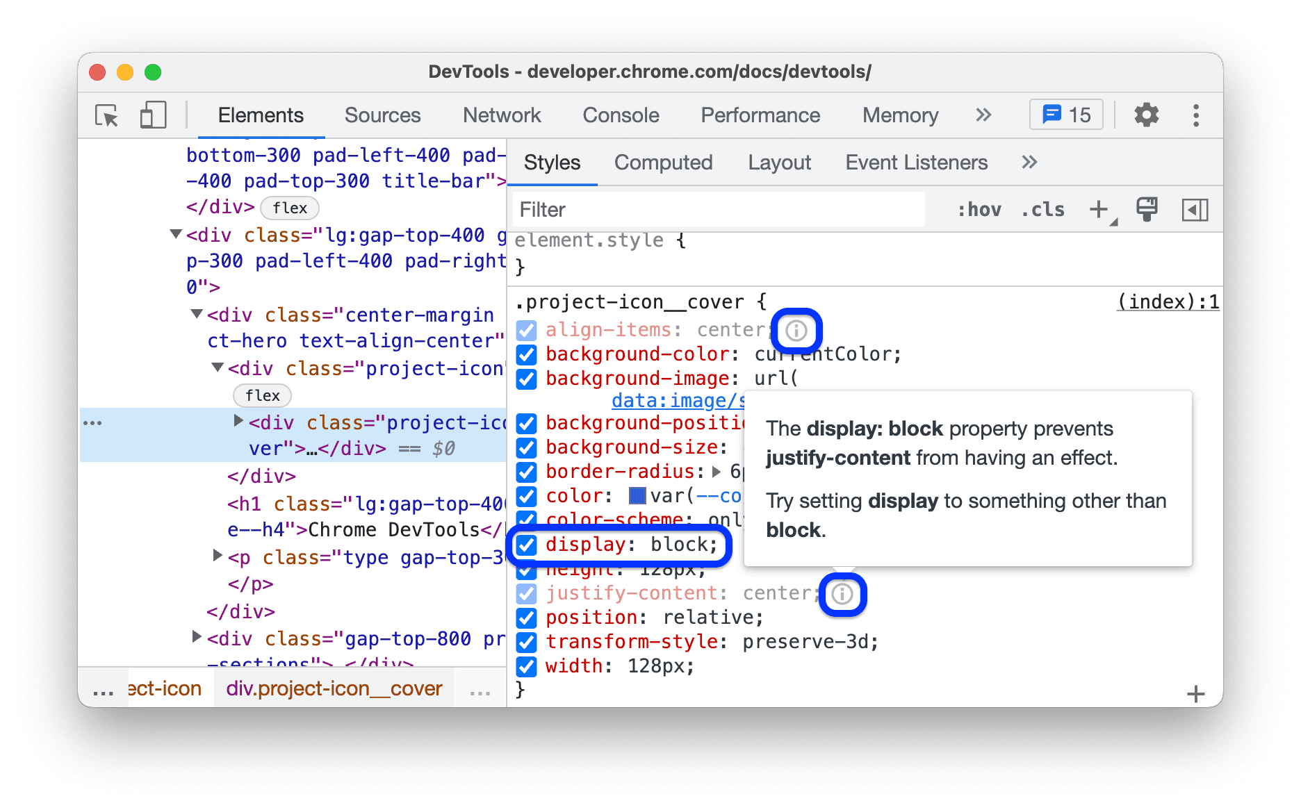 İpucu içeren etkin olmayan CSS beyanı.