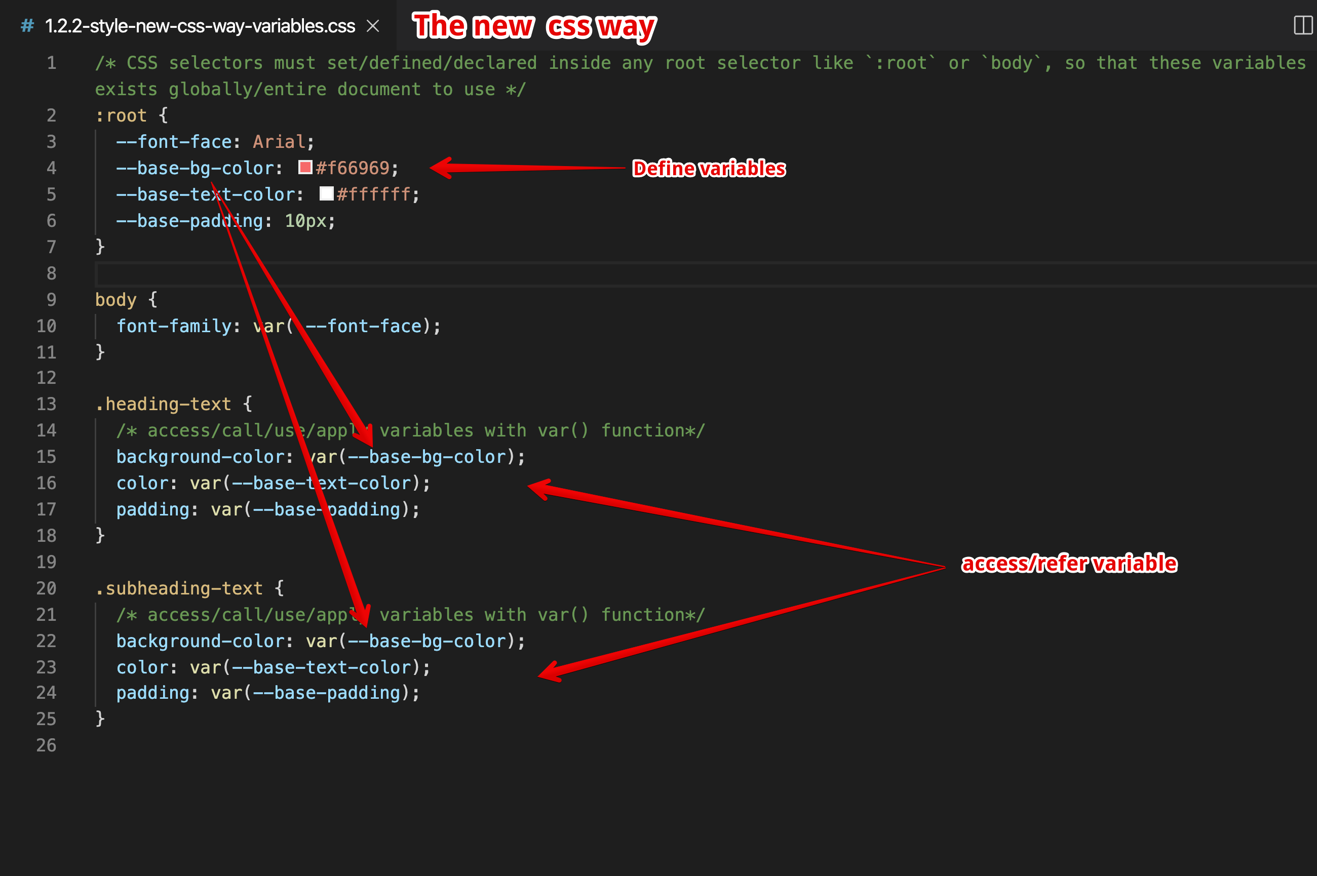The new CSS way of using variables - DRY - Do Not Repeat Yourself principle The new CSS way of using variables - DRY - Do Not Repeat Yourself principle