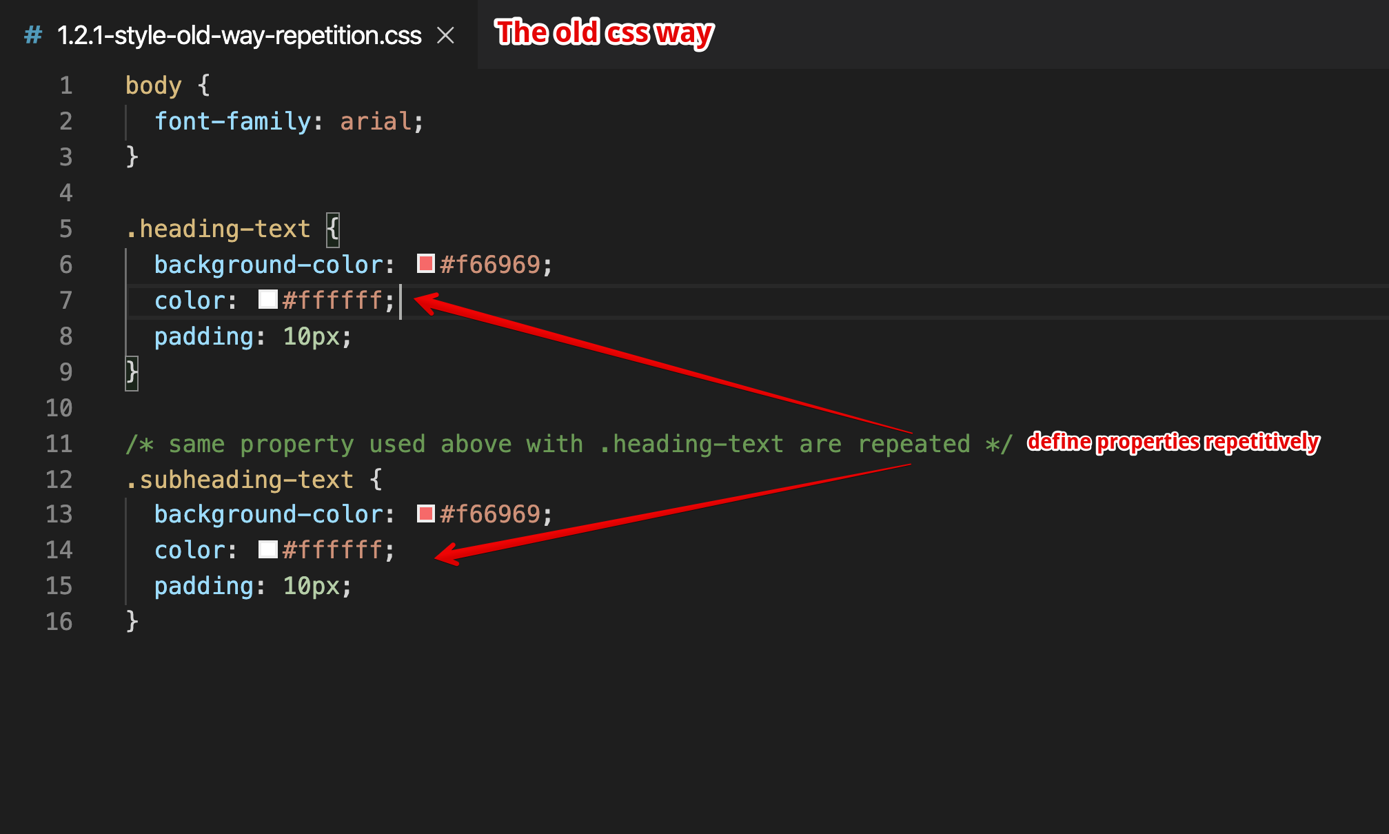 The old CSS way of repeating value The old CSS way of repeating value