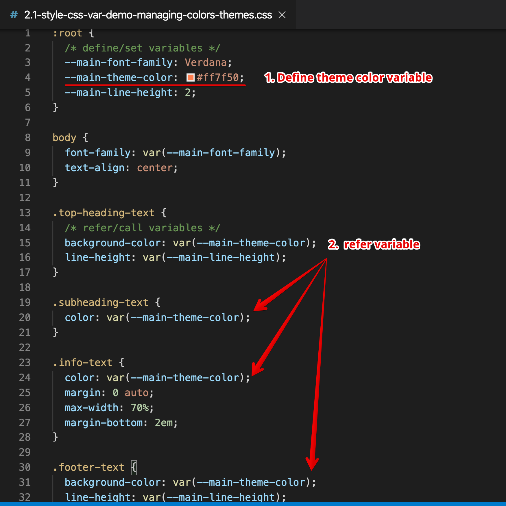 CSS Variables Demo - Style Managing Colors Themes CSS Variables Demo - Style Managing Colors Themes