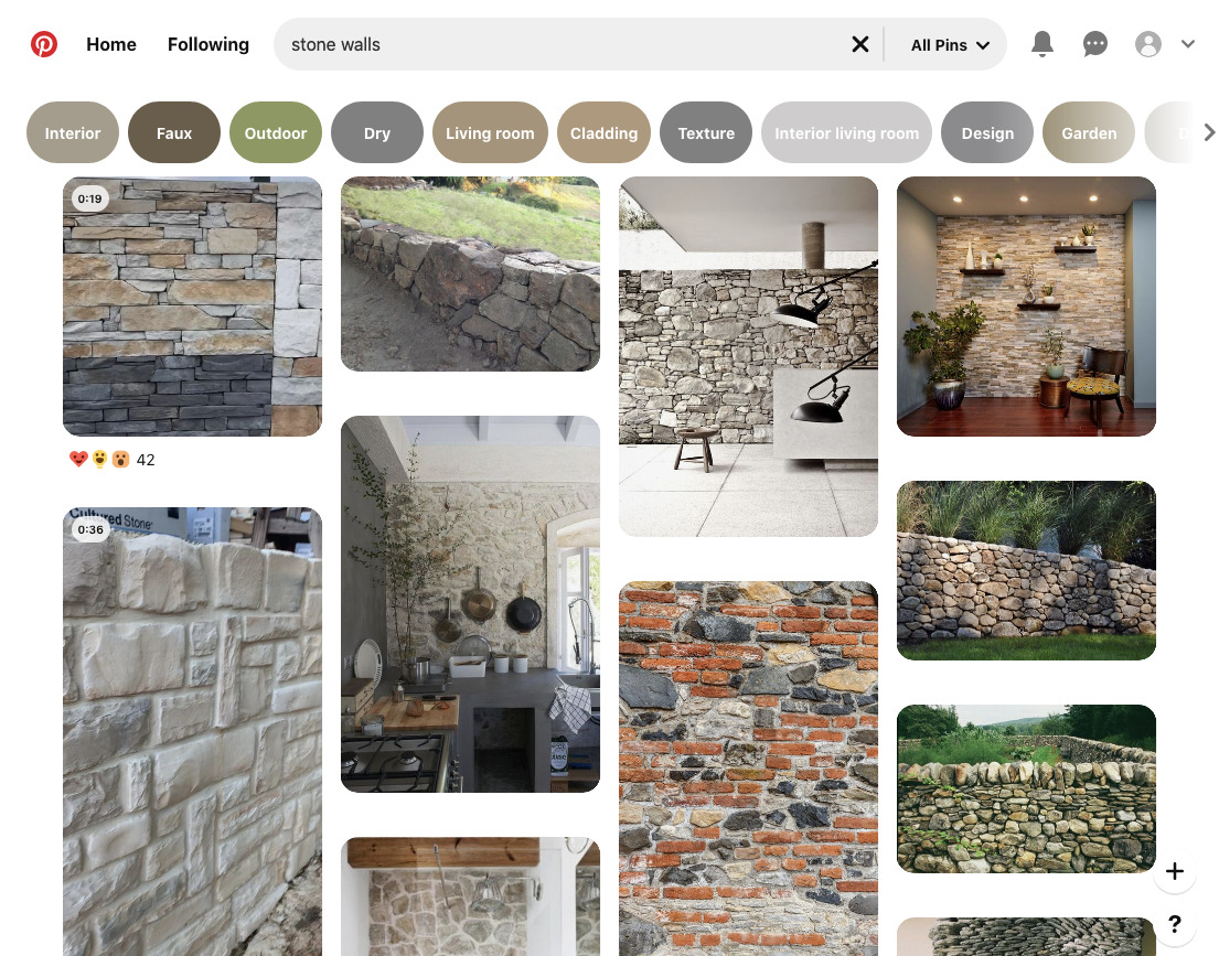 Pinterest search results screenshot