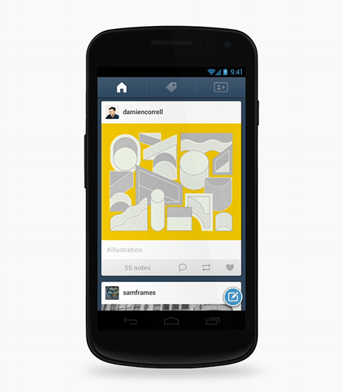 Tumblr for Android のメニュー動作