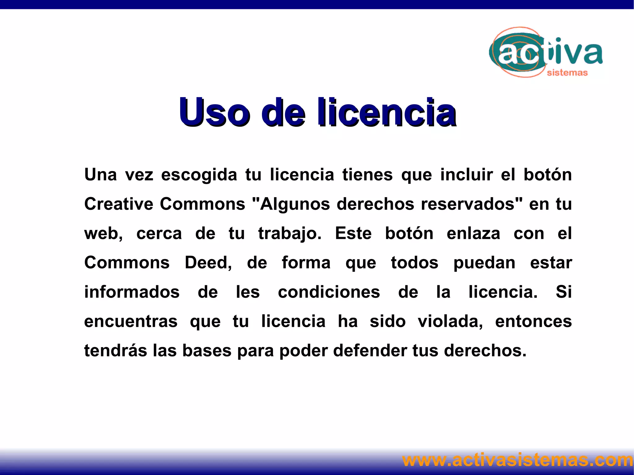 A partir del dia 1 de octubre de 2004 las licencias de Creative Commons adaptadas a la legislación sobre propiedad intelectual del Estado Español están disponibles para todos en castellano y catalán. 