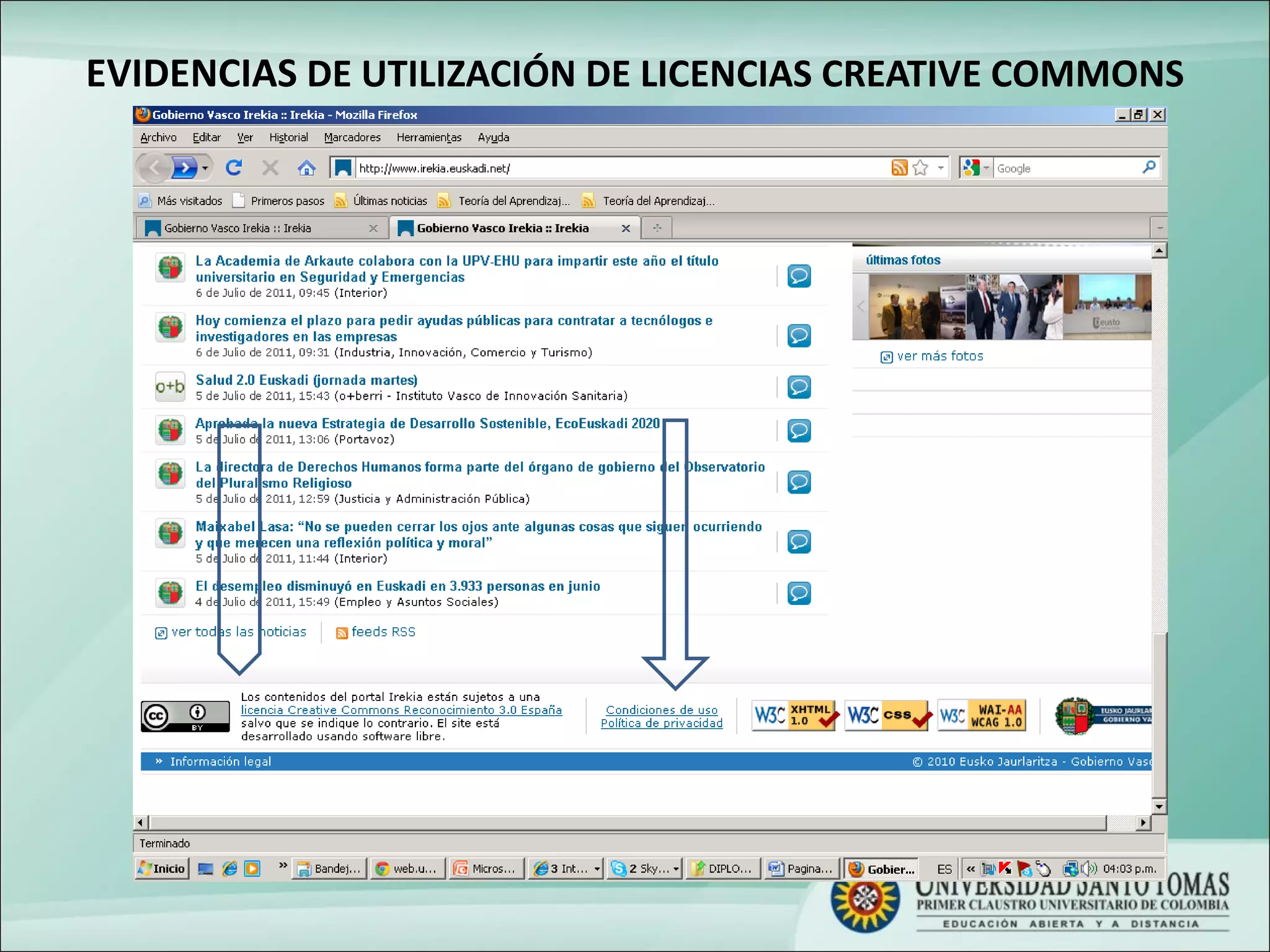 EVIDENCIAS  DE UTILIZACIÓN DE LICENCIAS CREATIVE COMMONS 