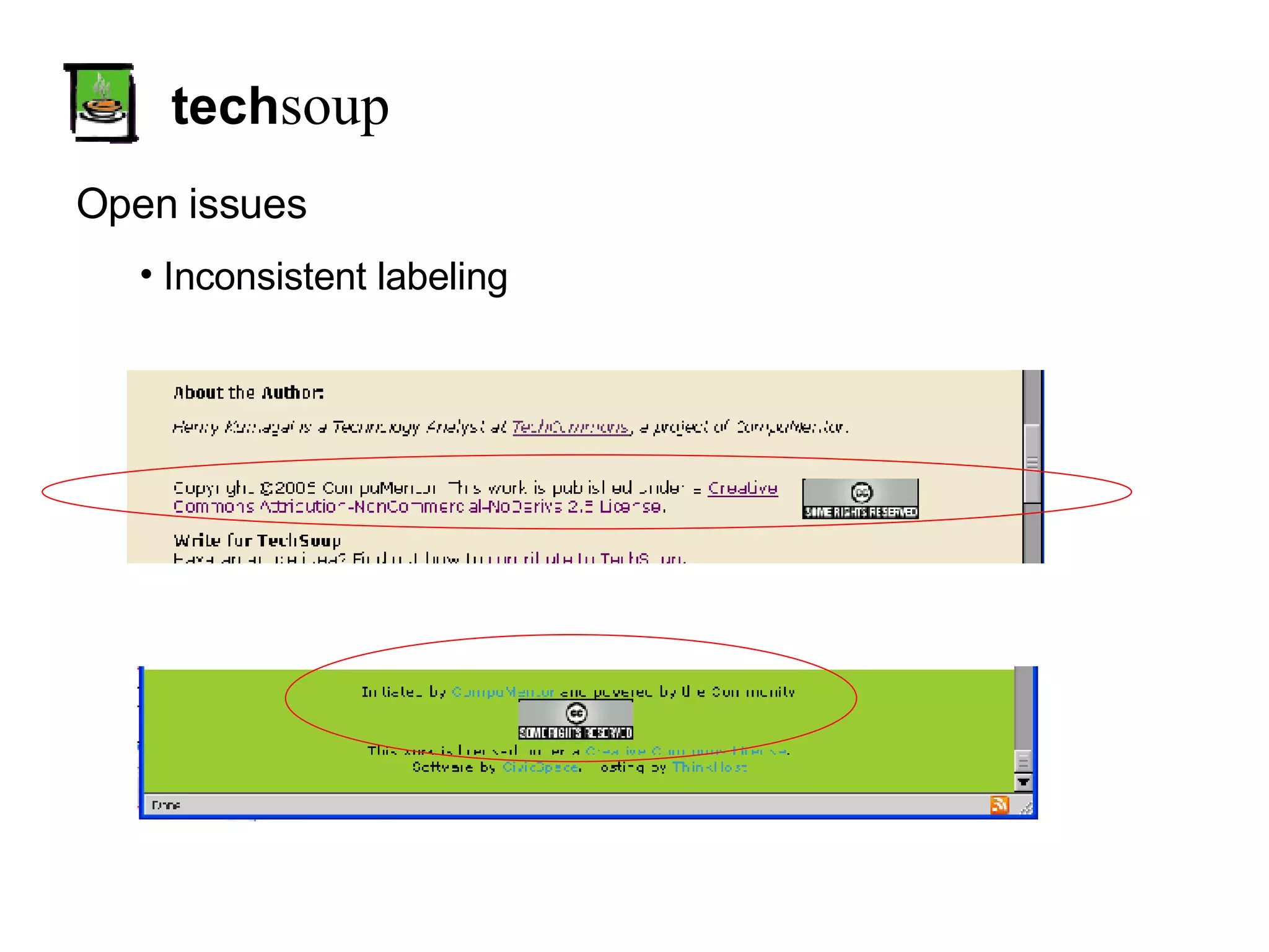 tech soup Open issues Inconsistent labeling 