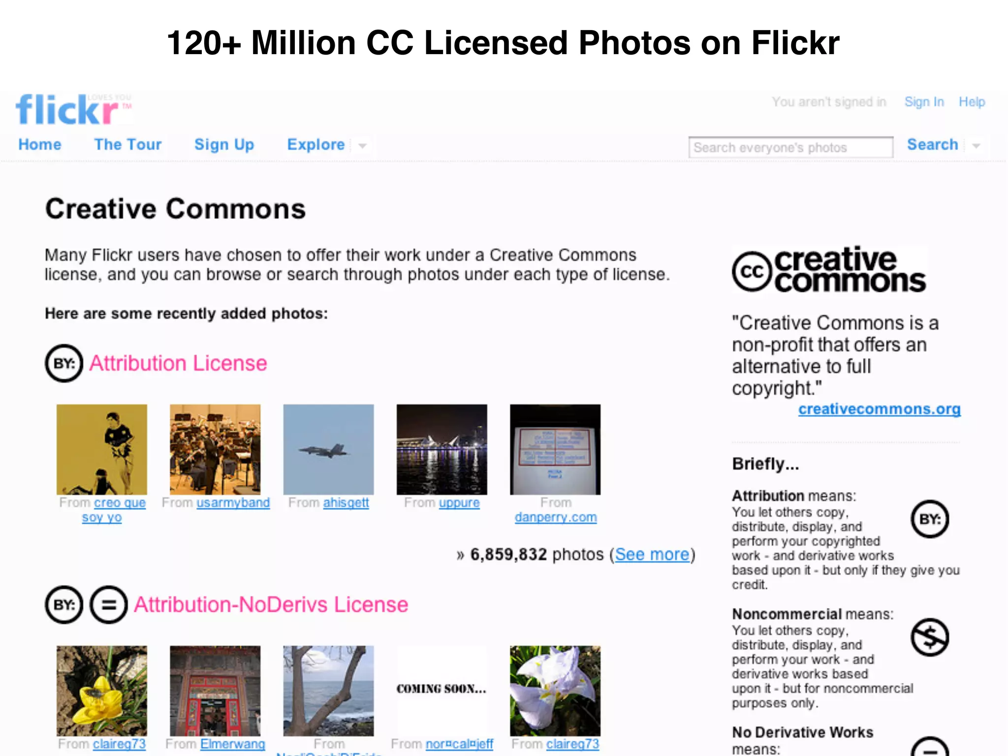 120+ Million CC Licensed Photos on Flickr
 