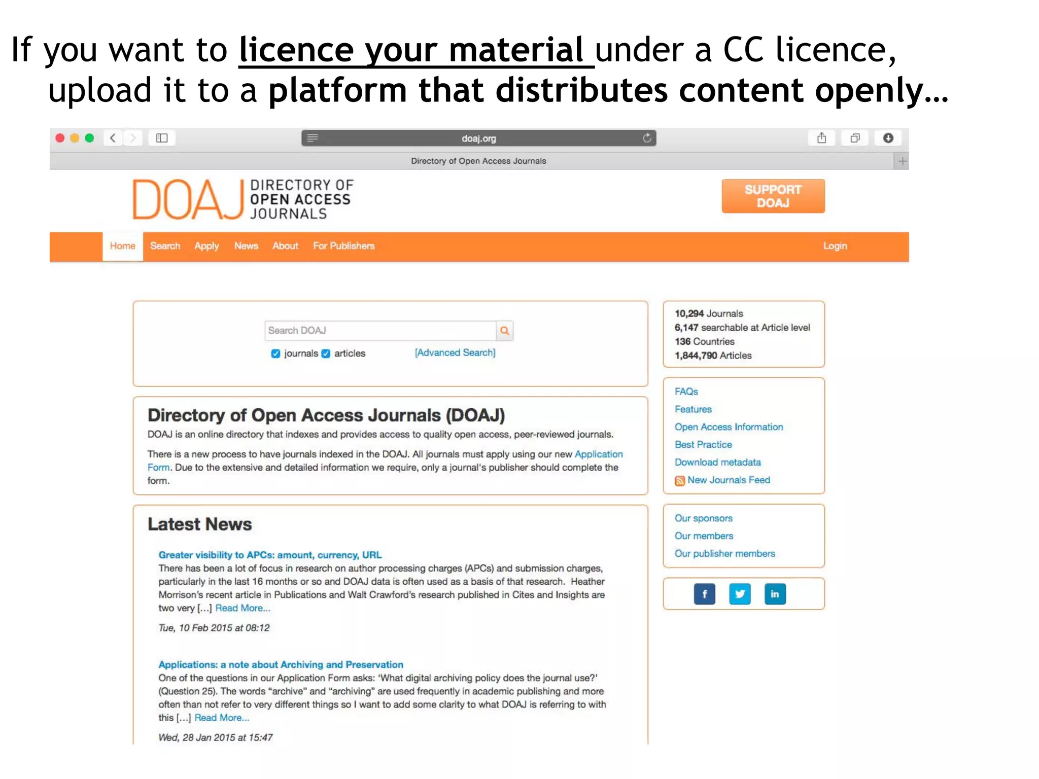 If you want to licence your material under a CC licence,
upload it to a platform that distributes content openly…
www.creativecommons.org
 