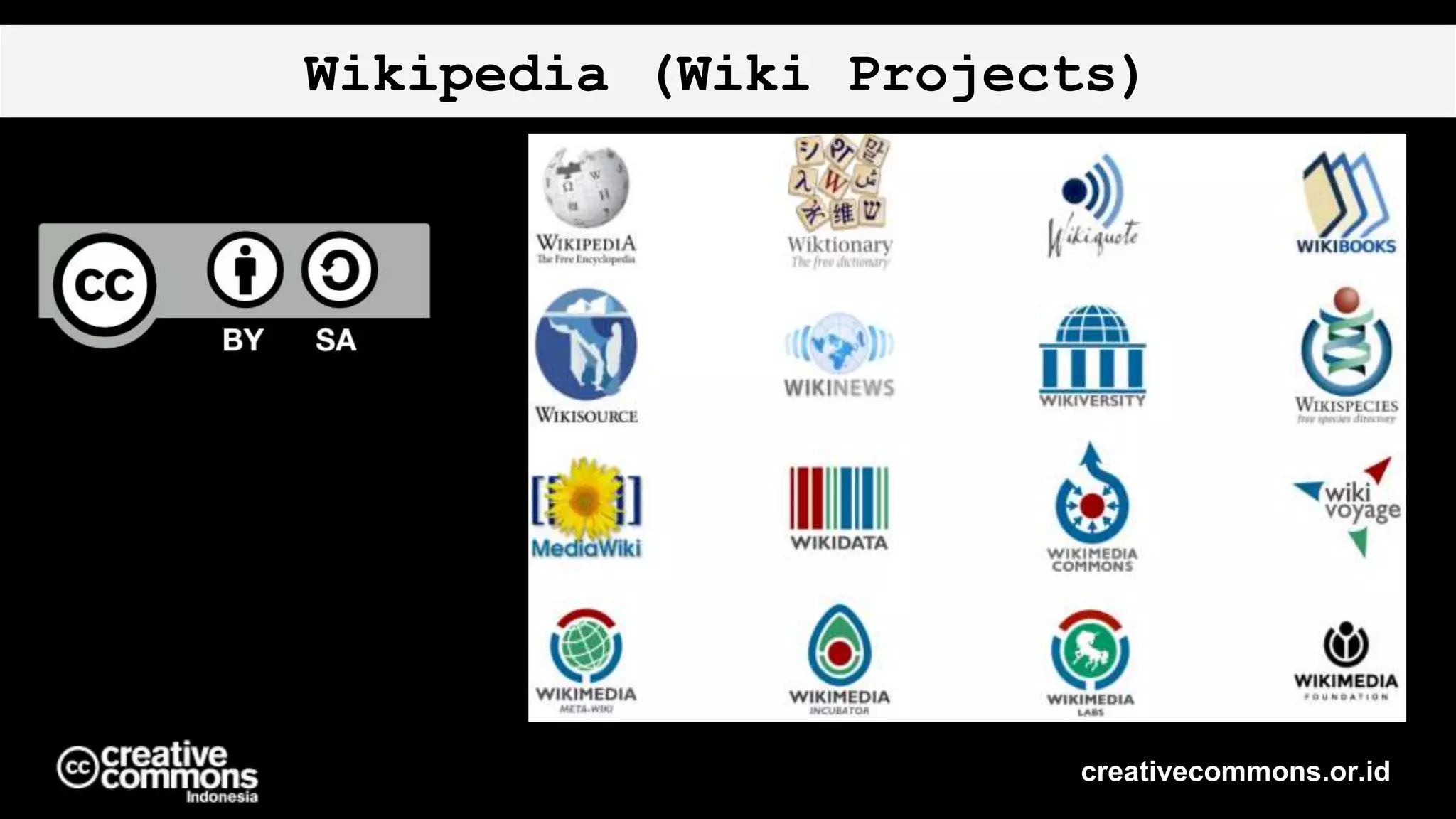 Wikipedia (Wiki Projects)
creativecommons.or.id
 