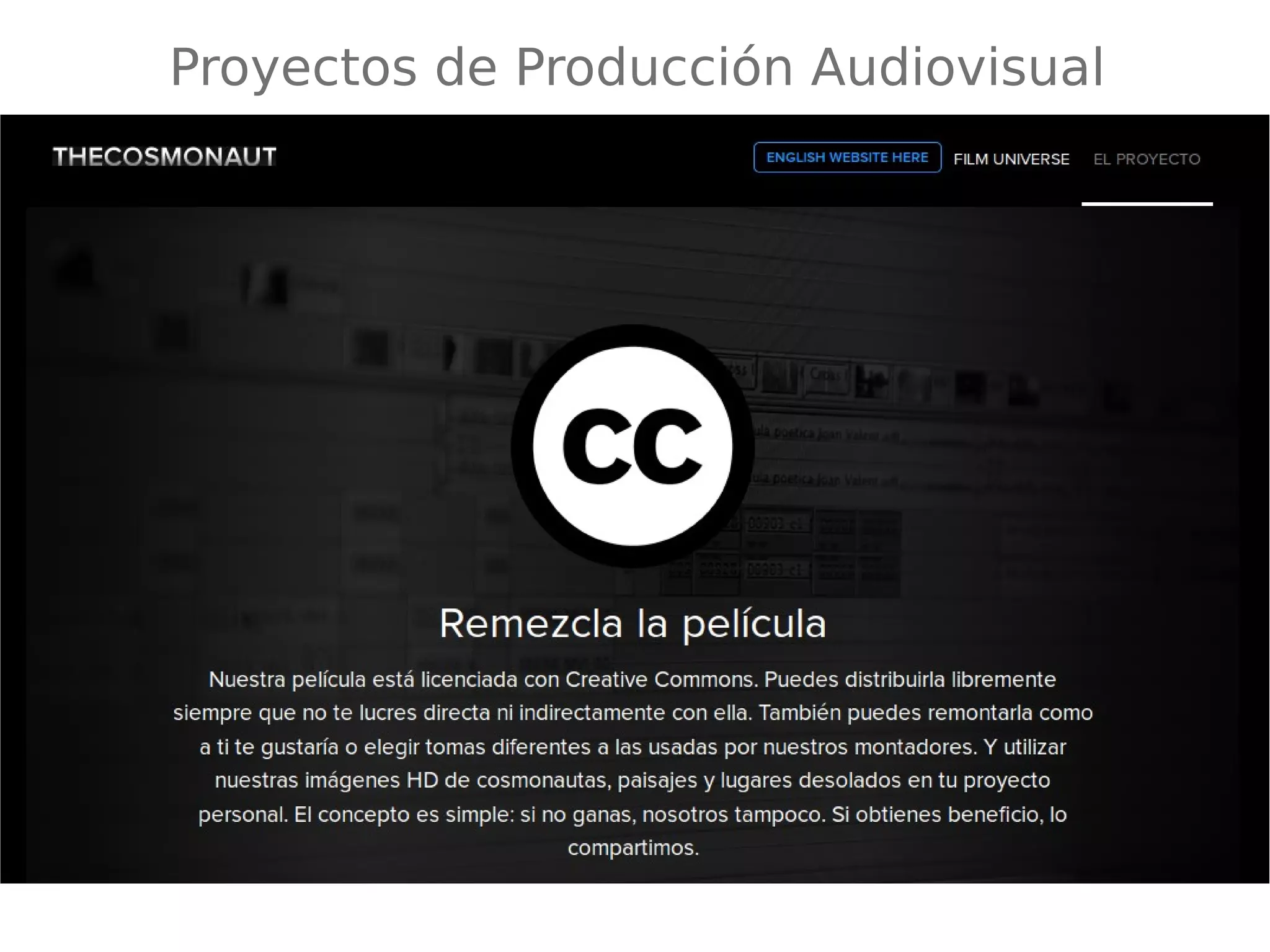 Proyectos de Producción Audiovisual 
 