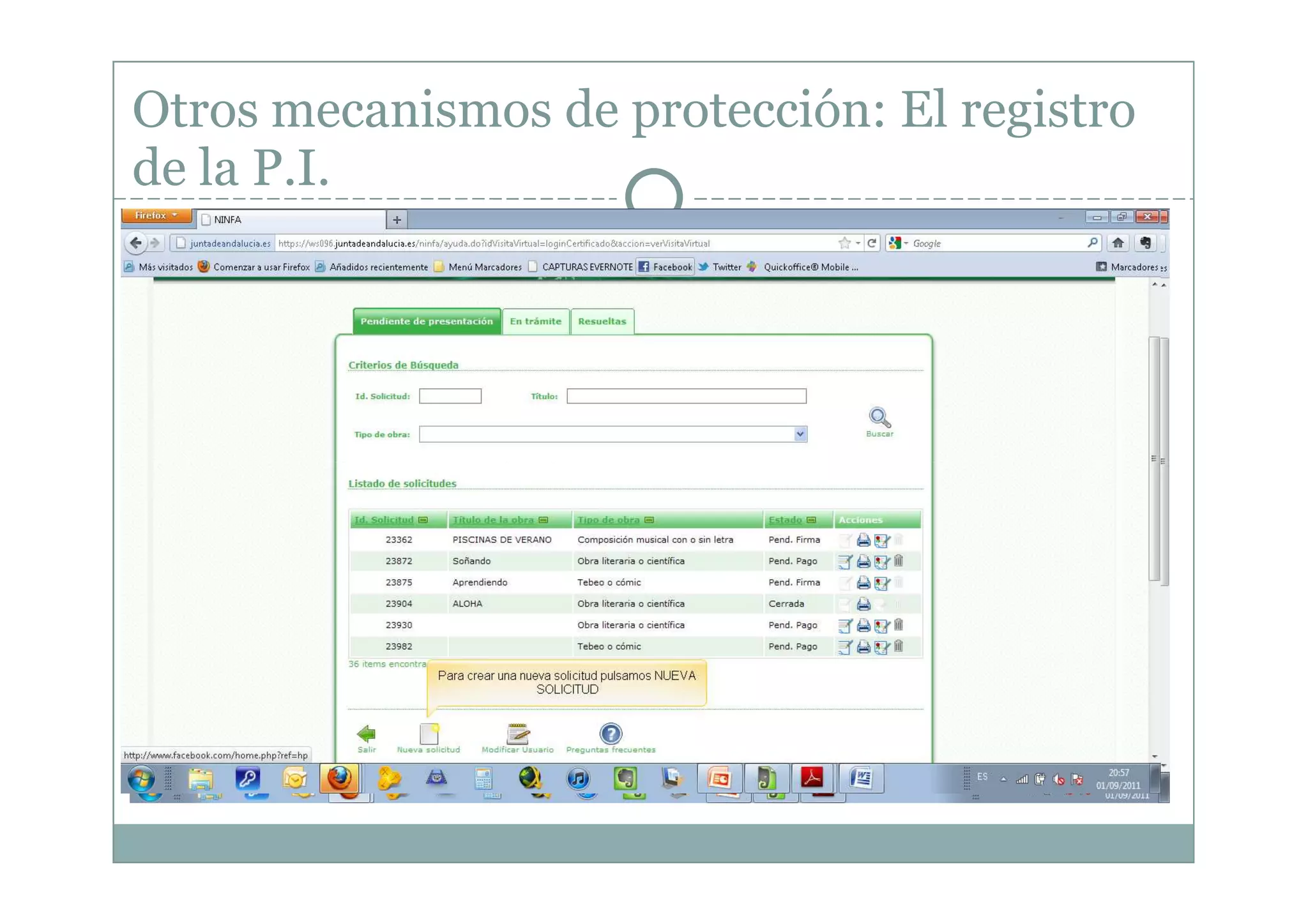 Otros mecanismos de protección: El registro
de la P.I.
 