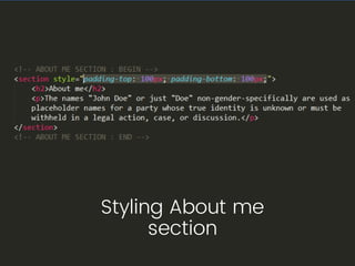 Styling About me
section
 