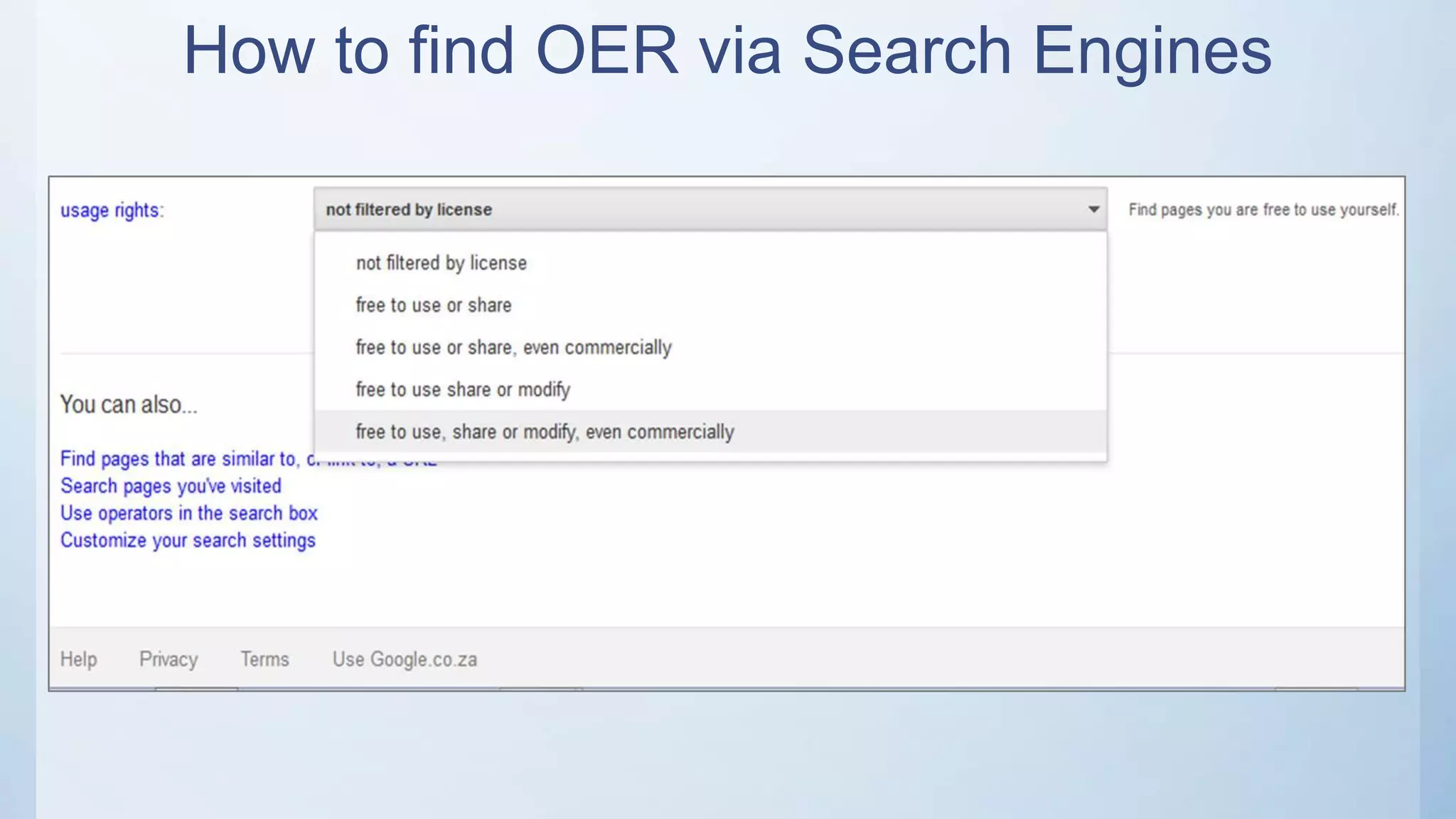 How to find OER via Search Engines
 