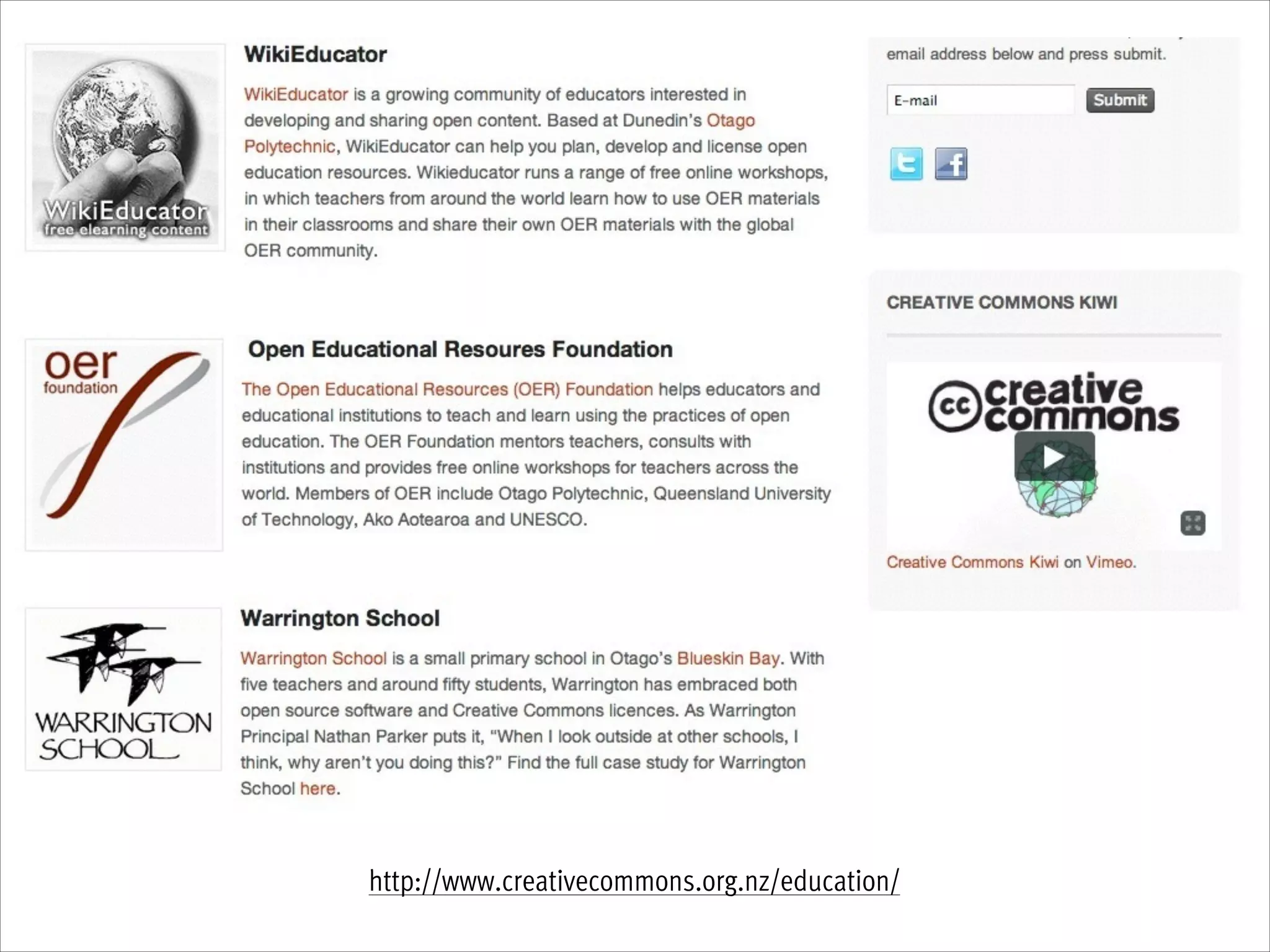 http://www.creativecommons.org.nz/education/

 