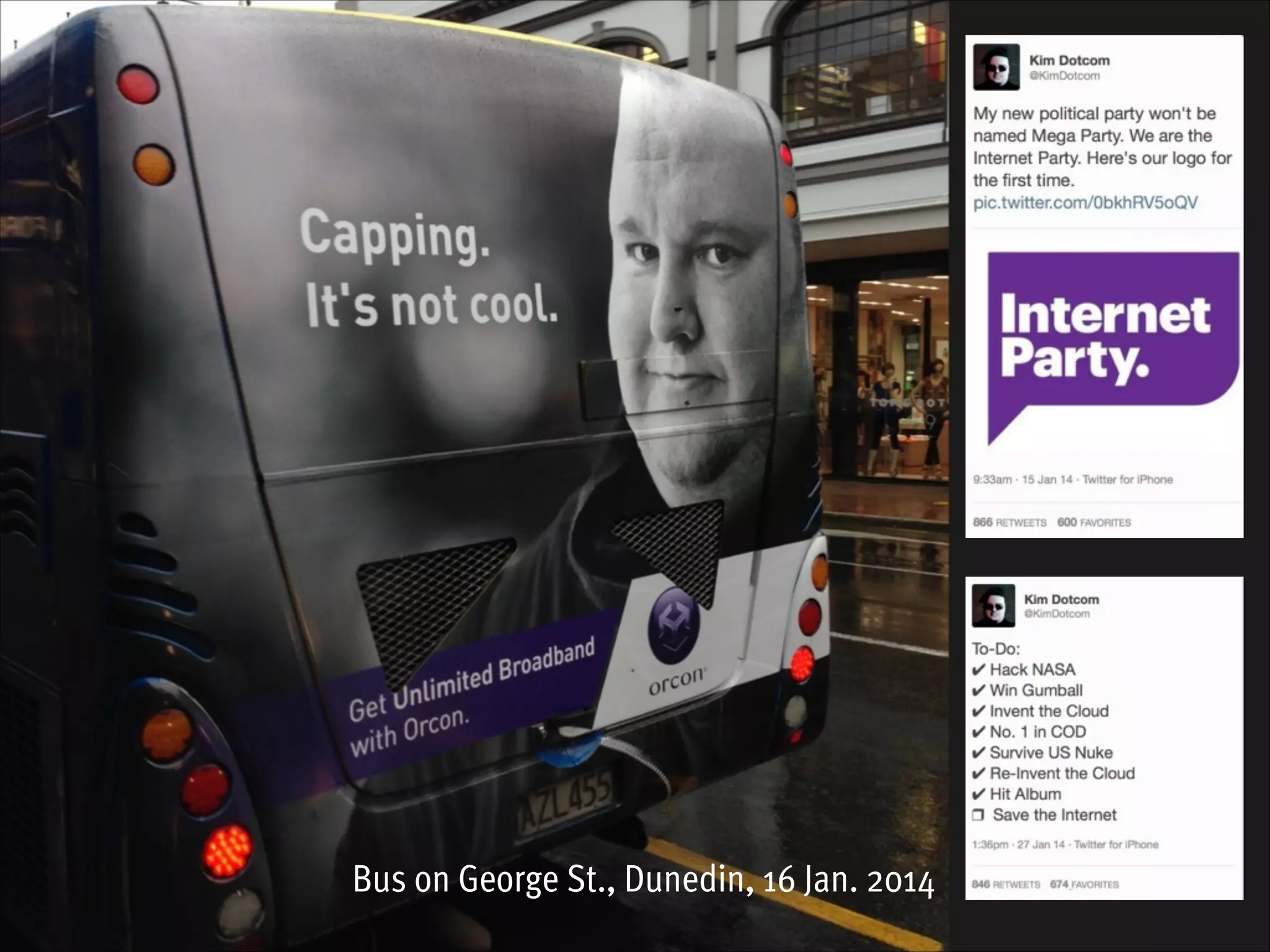 Bus on George St., Dunedin, 16 Jan. 2014

 