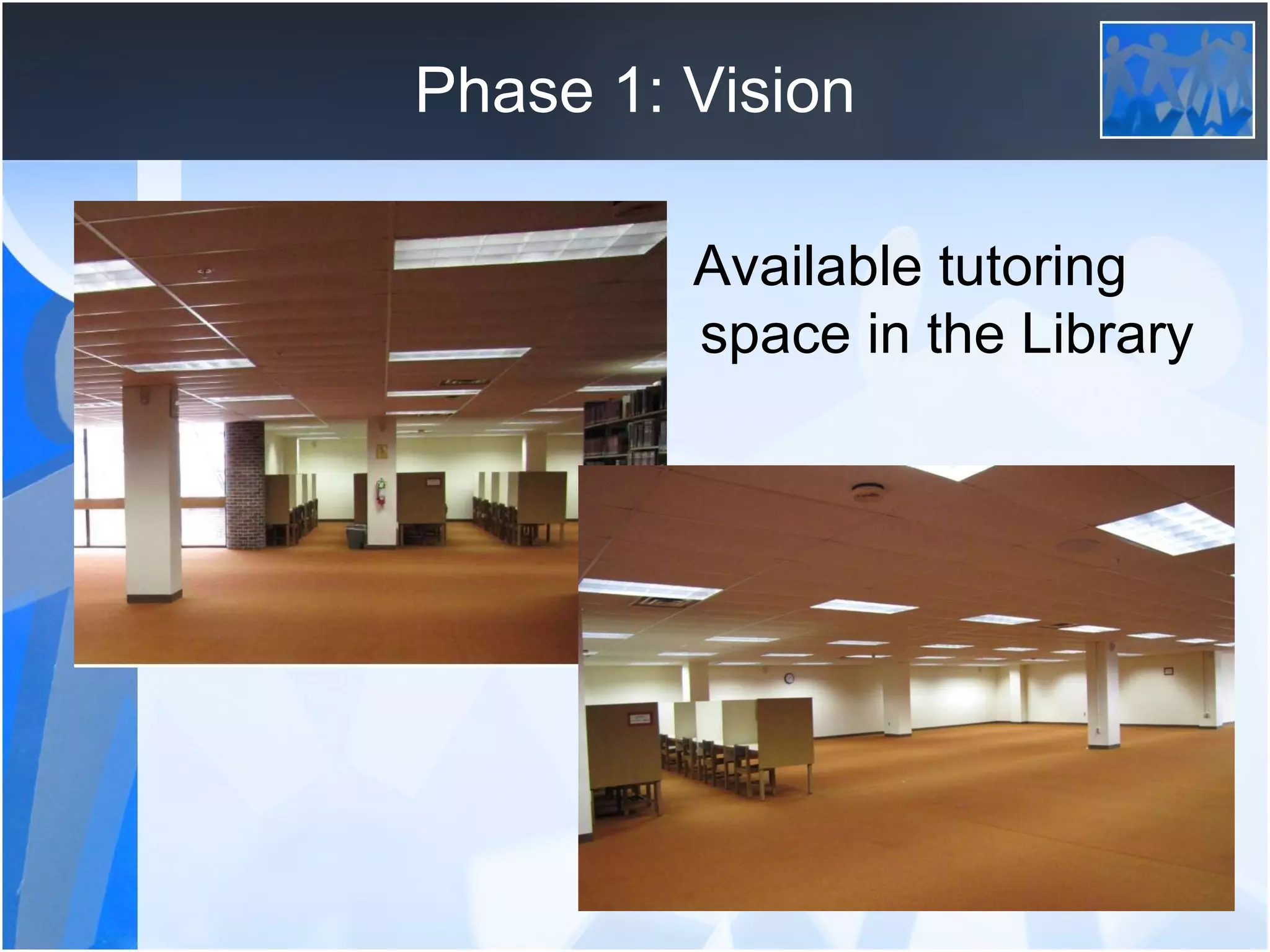 Phase 1: Vision Available tutoring  space in the Library 