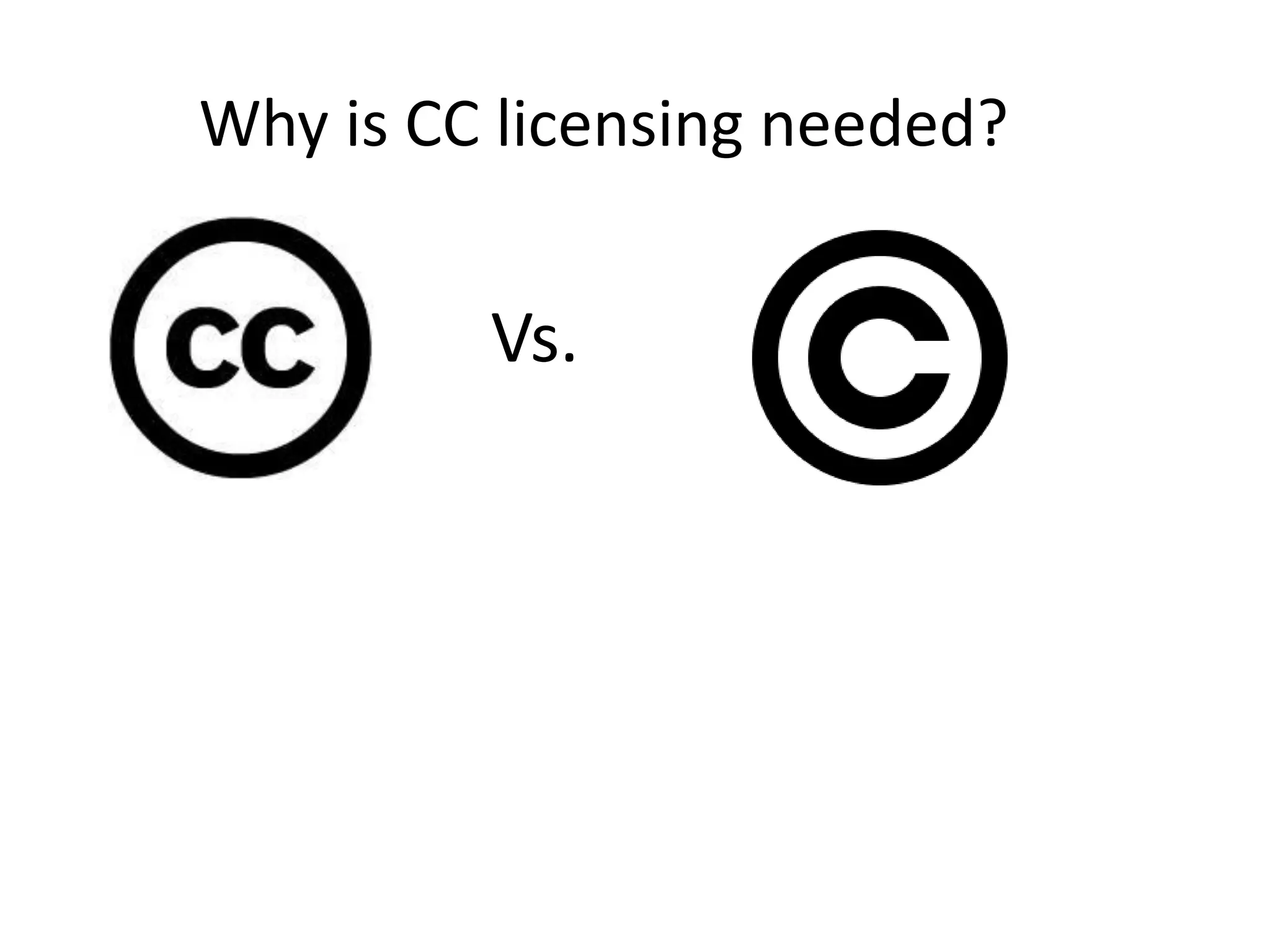 Why is CC licensing needed?
Vs.
 