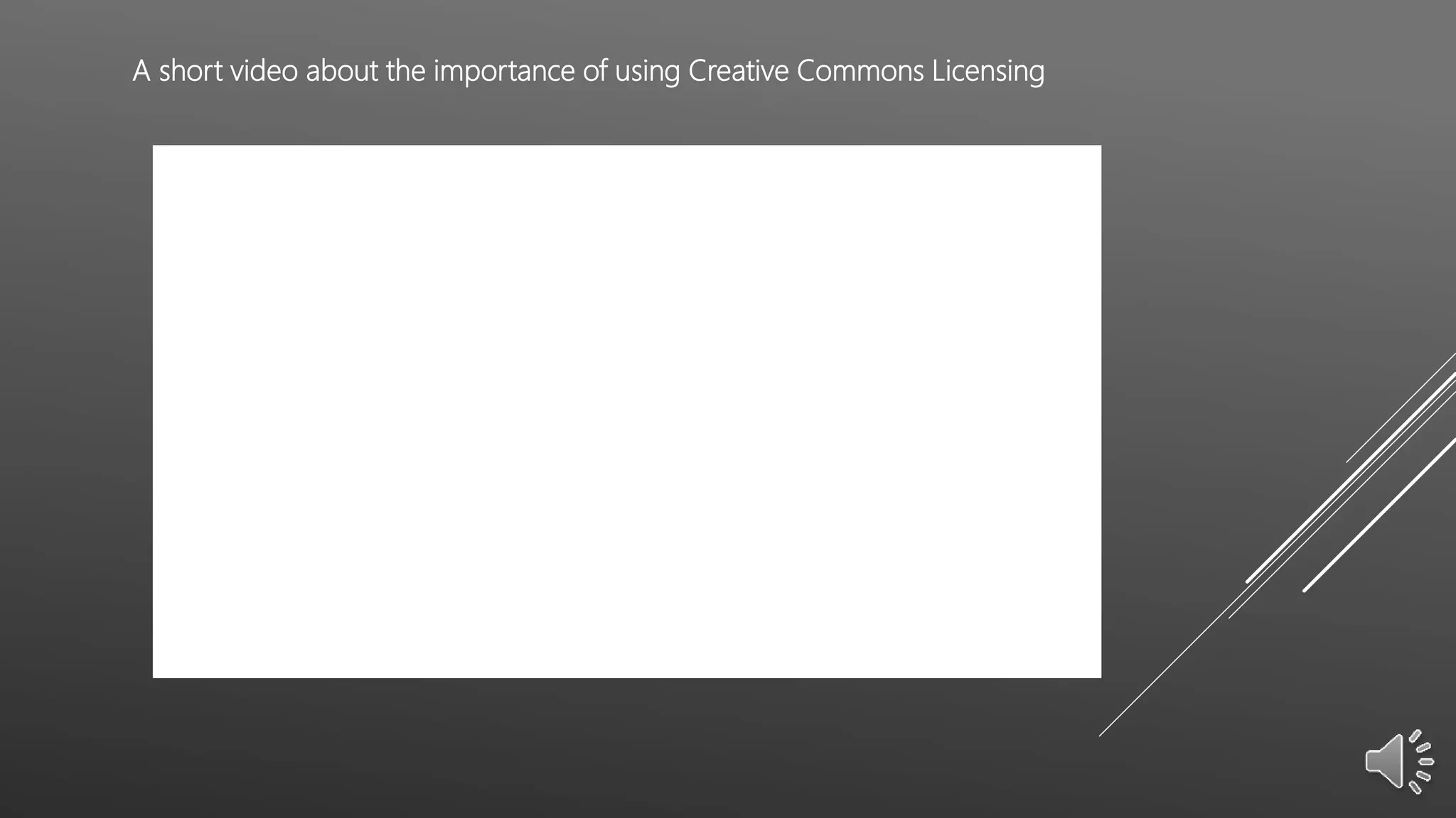 A short video about the importance of using Creative Commons Licensing
 