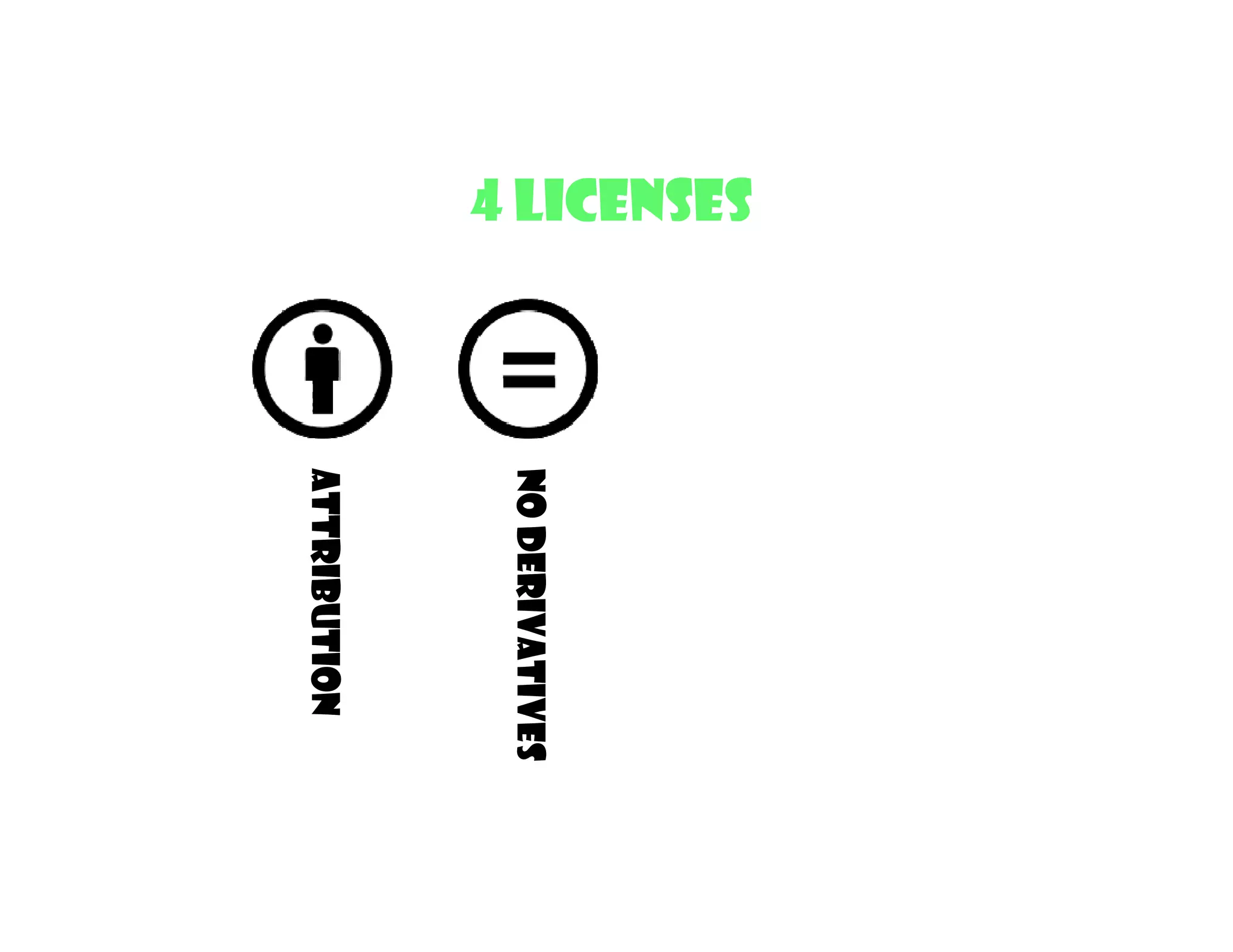 4 Licenses
             No Derivatives
             Attribution