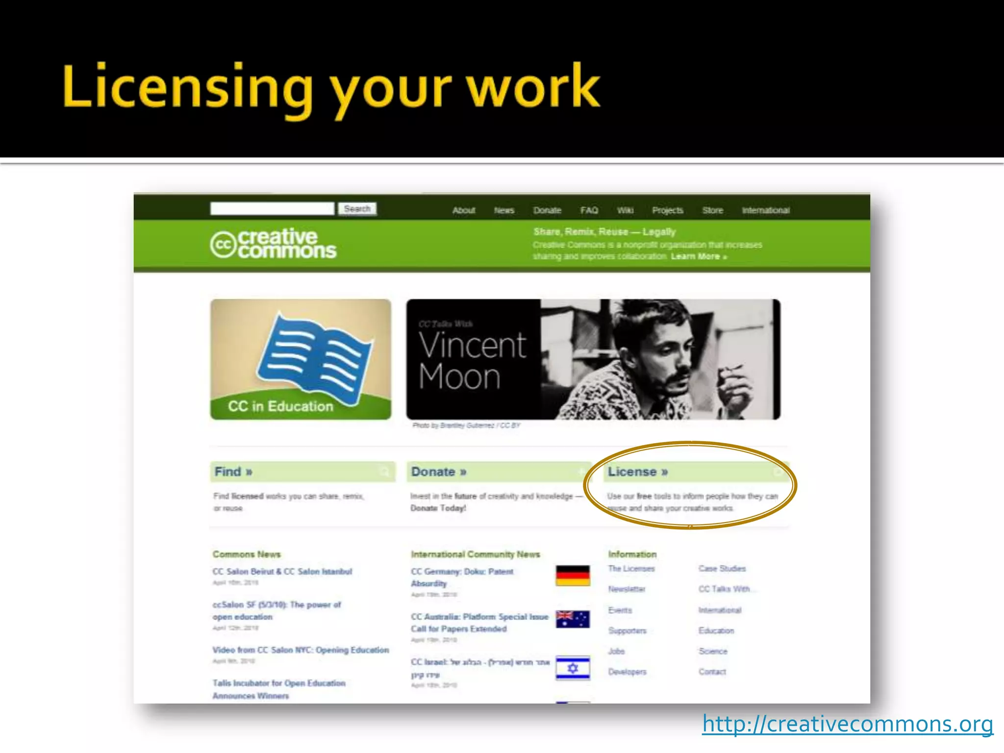 Licensing your workhttp://creativecommons.org