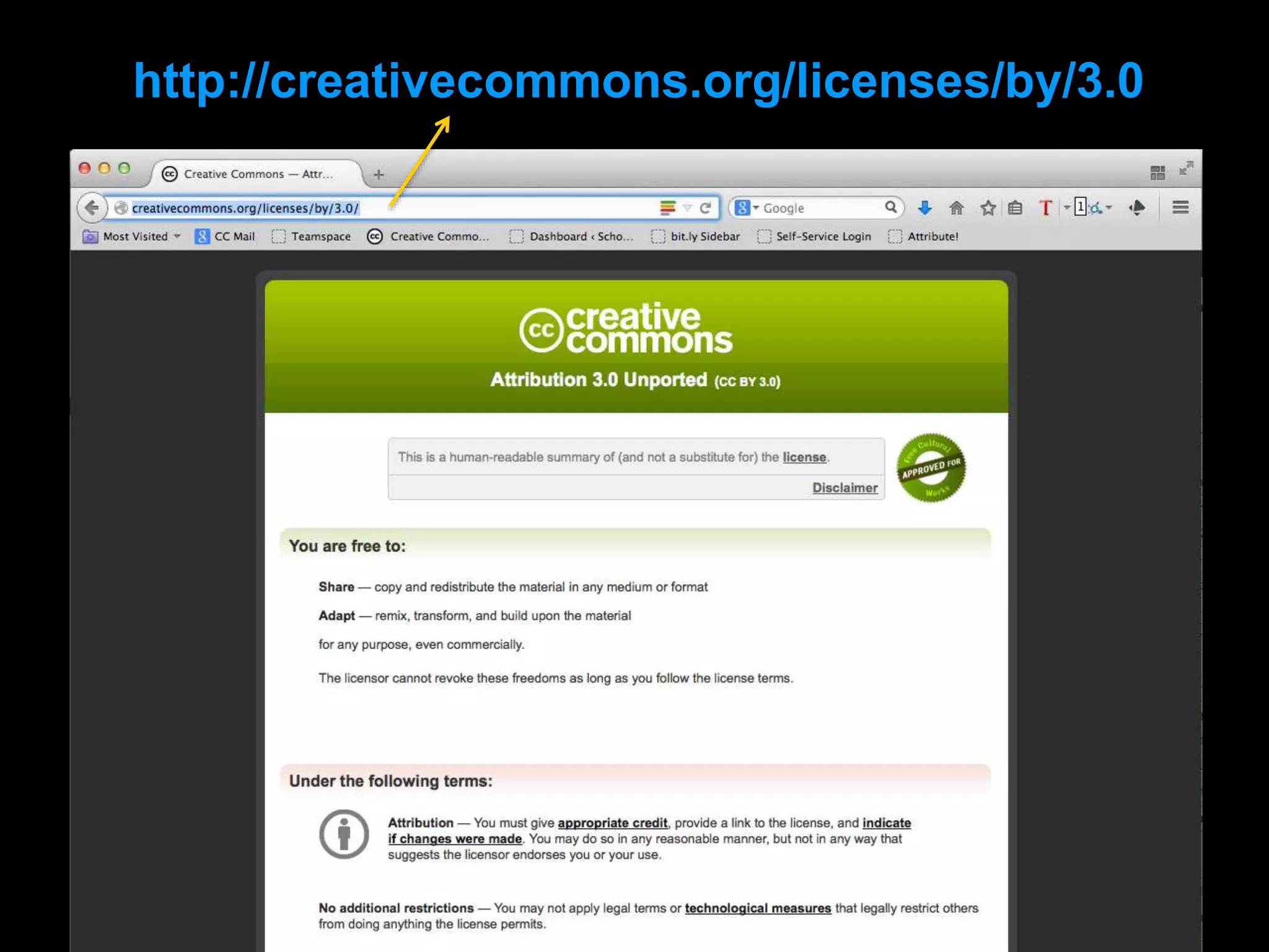 http://creativecommons.org/licenses/by/3.0 
 