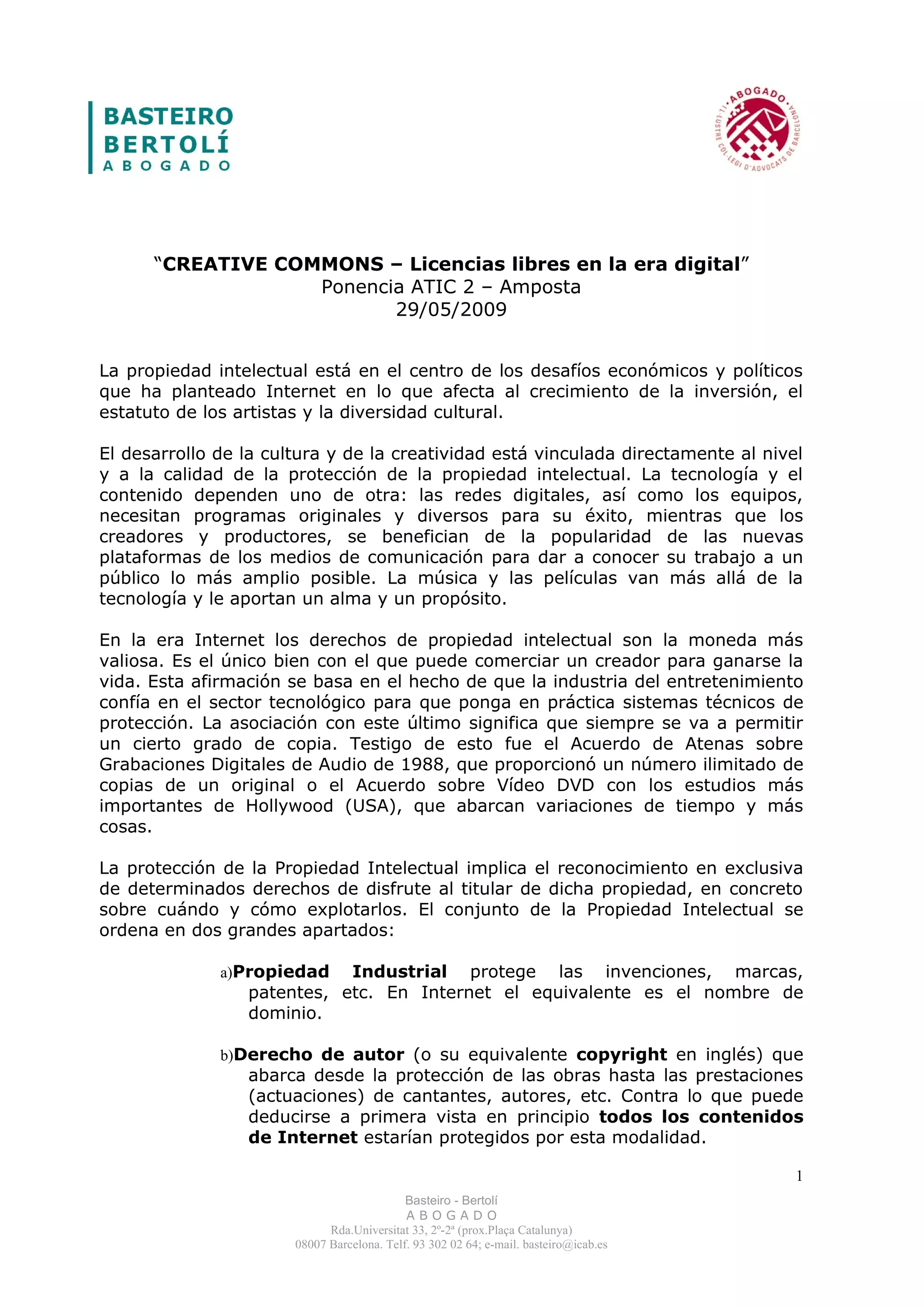 Creative Commons – Licencias Libres En La Era Digital