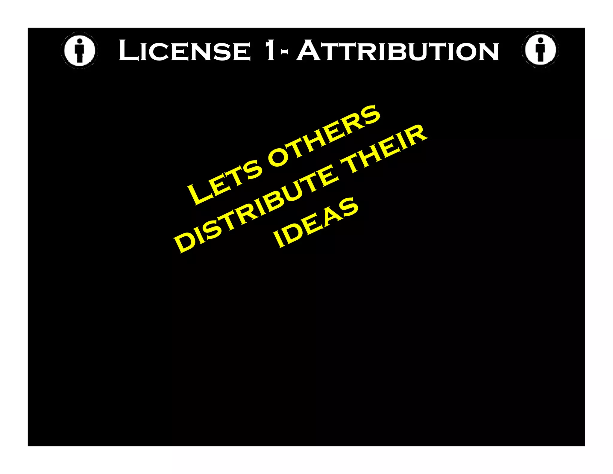 License 1- Attribution

             rs ir
           he he
         ot t
      ts ute
    Le ib
       r
     st ide as
   di
 