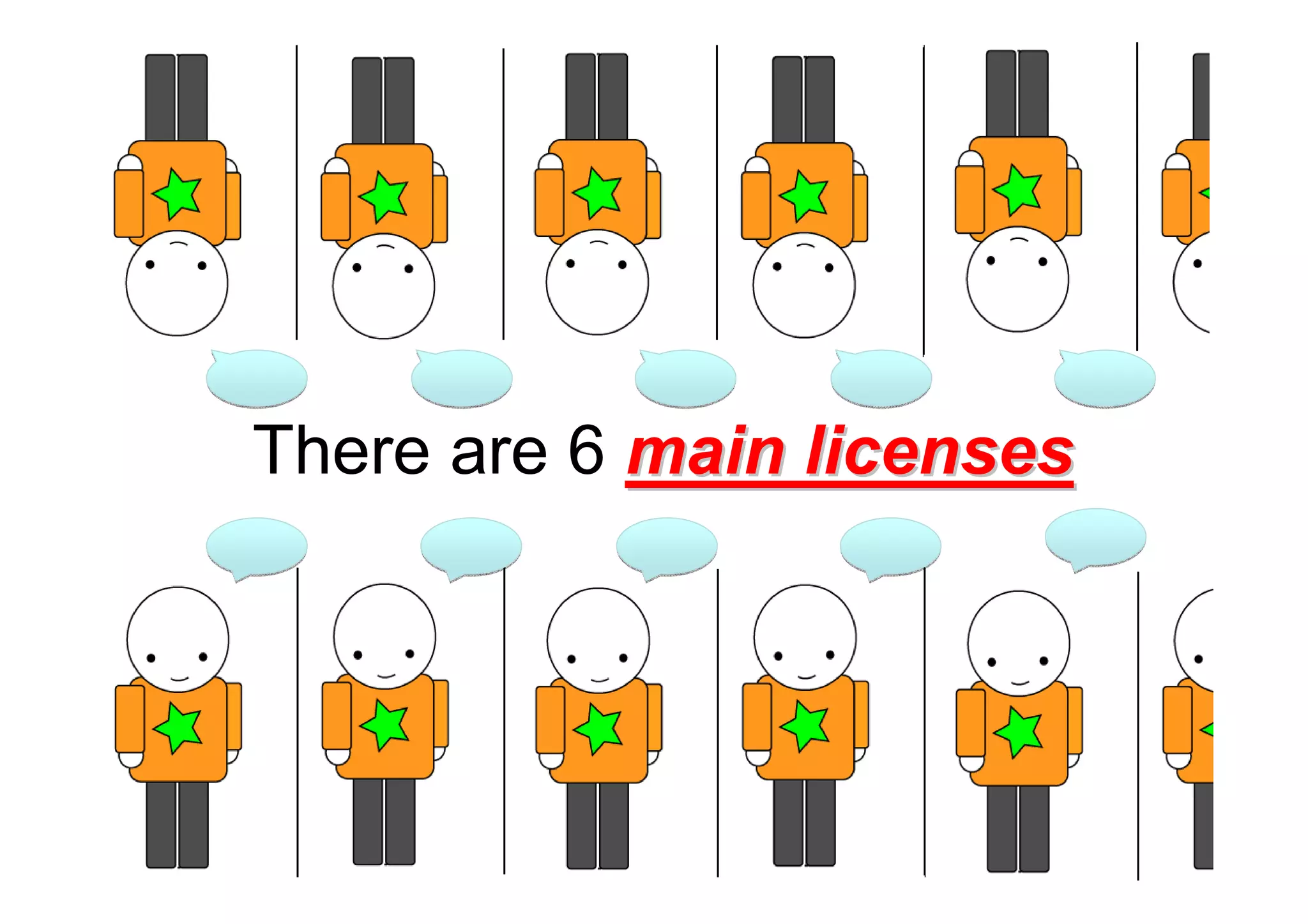 There are 6 main licenses