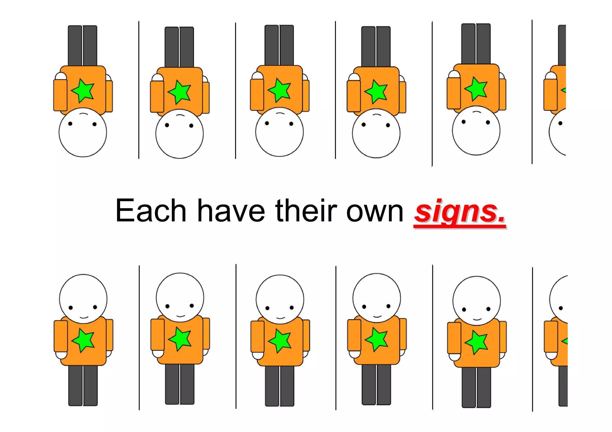 Each have their own signs.