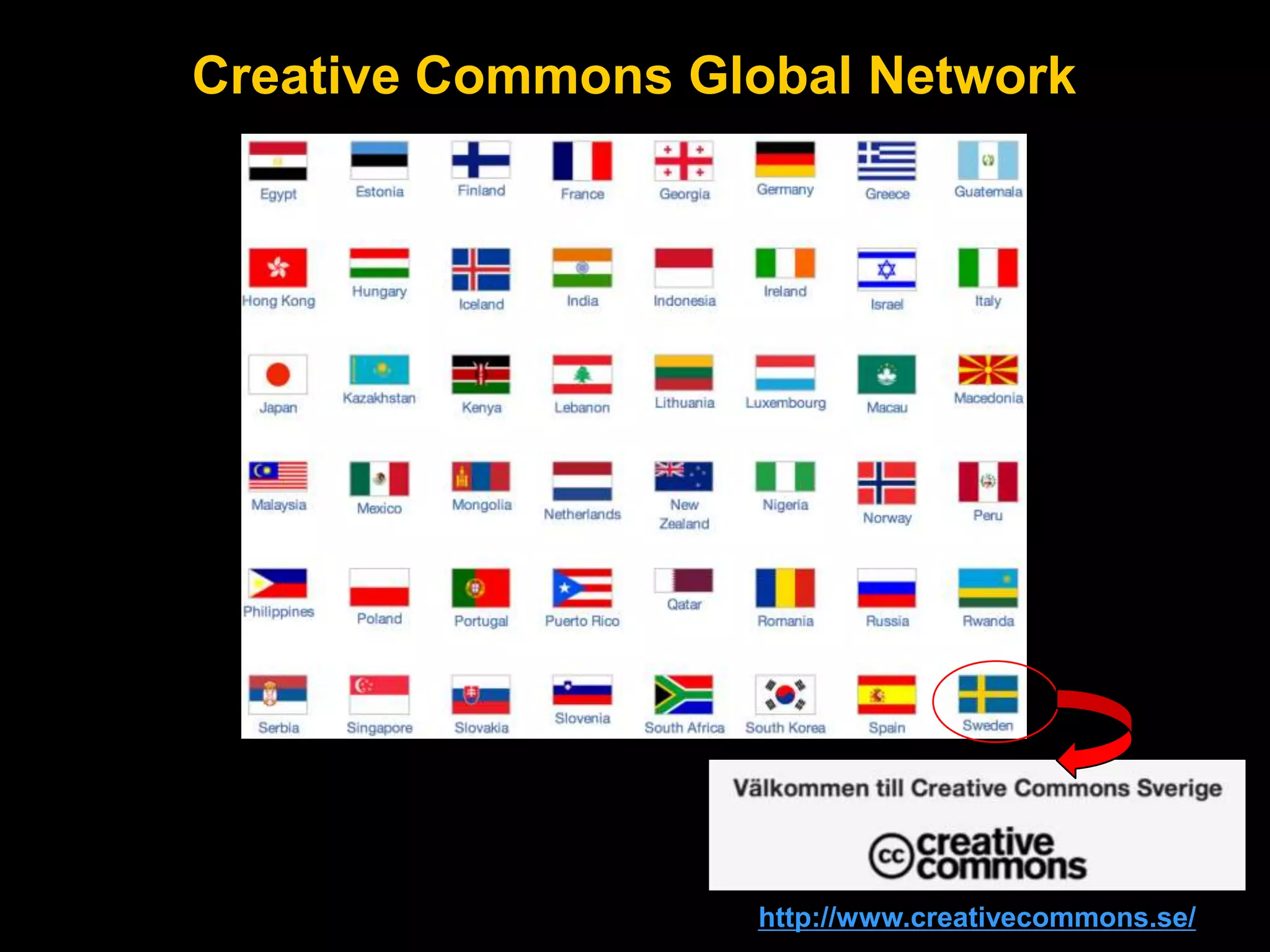 Creative Commons Global Network

http://www.creativecommons.se/

 