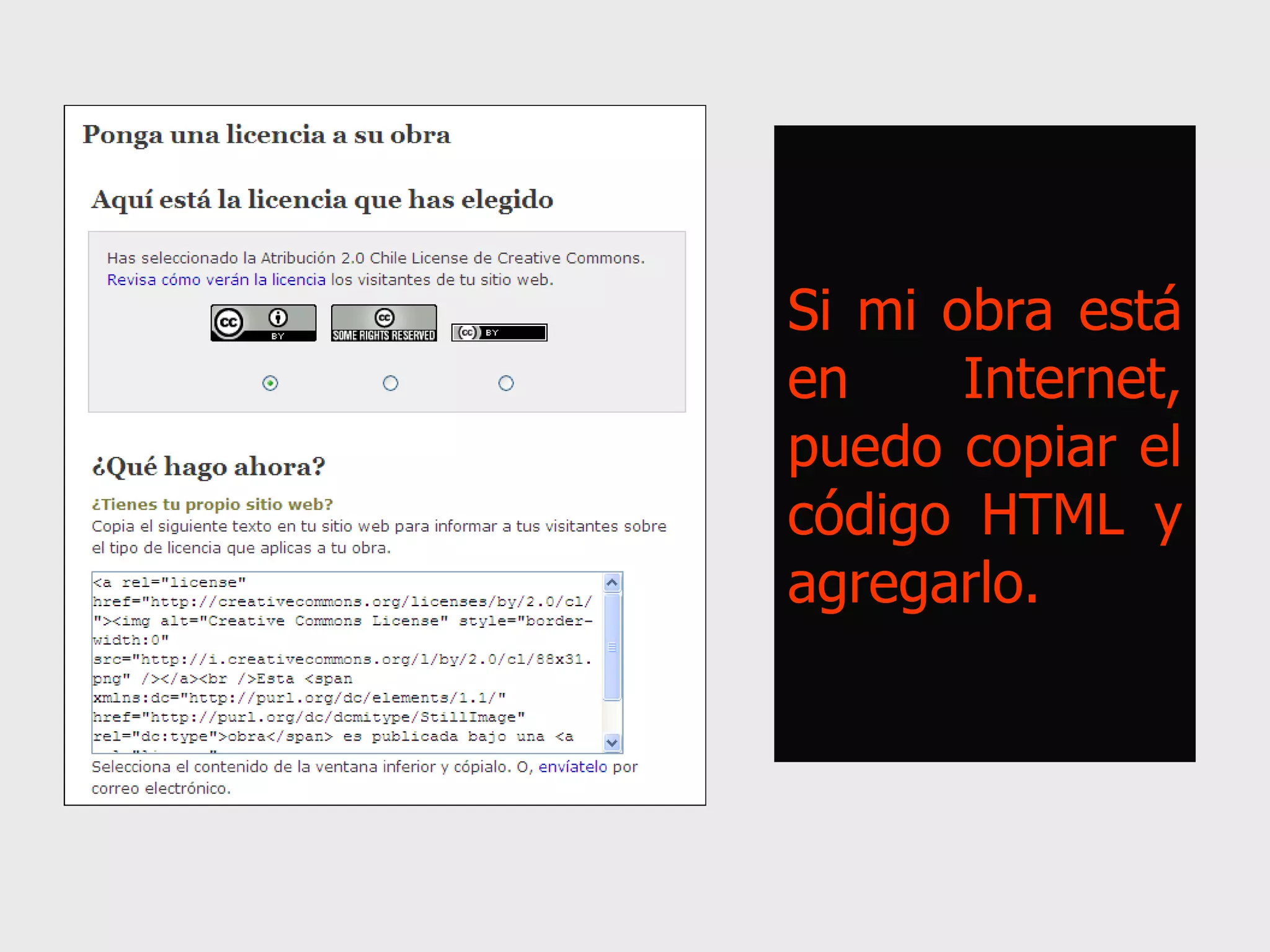 Si mi obra está en Internet, puedo copiar el código HTML y agregarlo. 
