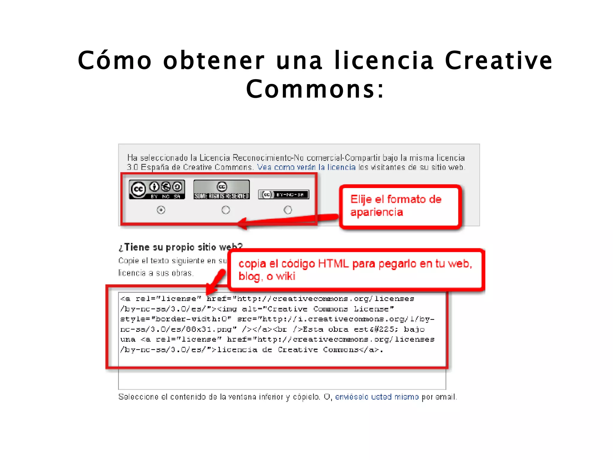 Cómo obtener una licencia Creative Commons: 