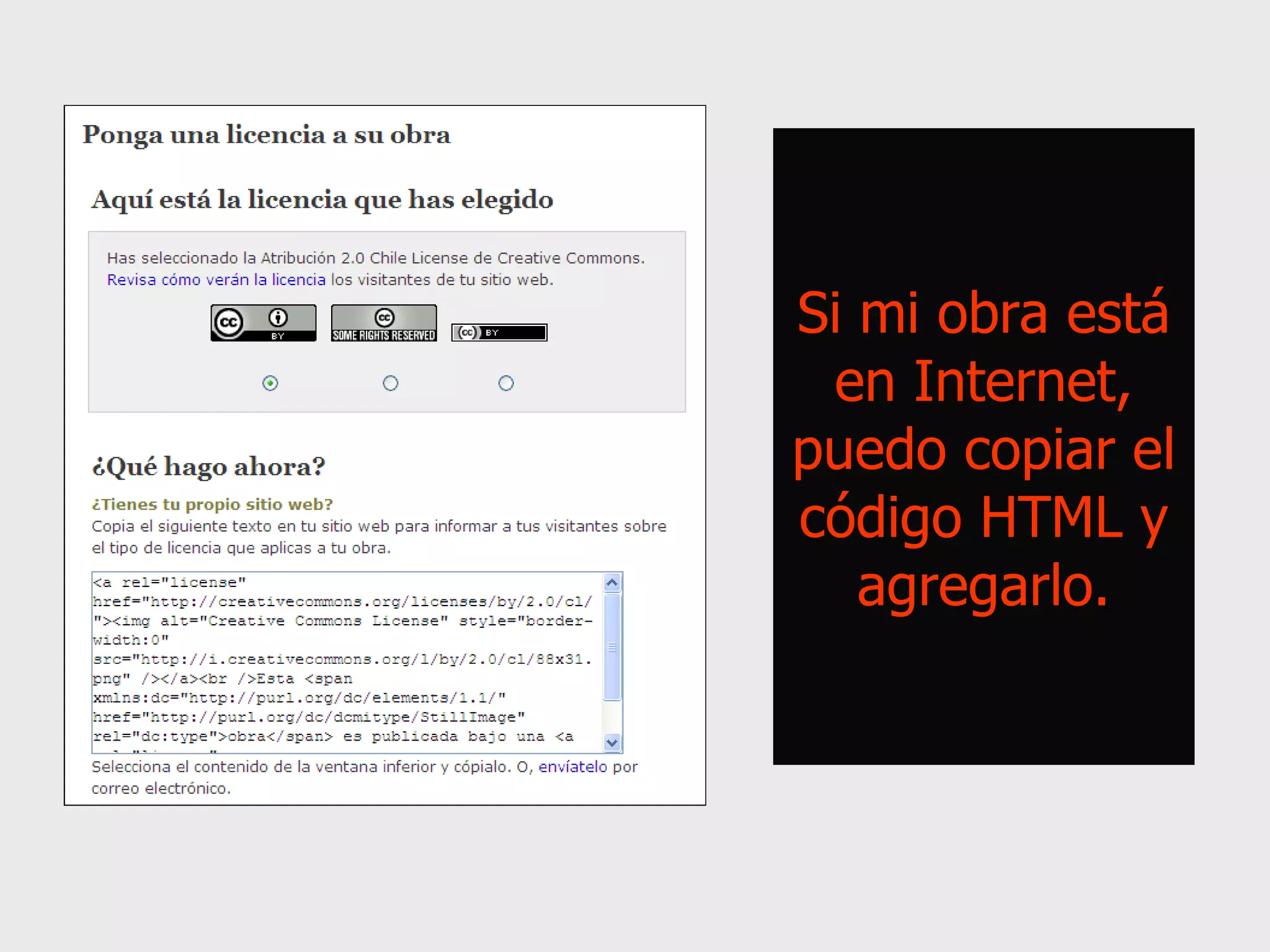 Si mi obra está en Internet, puedo copiar el código HTML y agregarlo. 